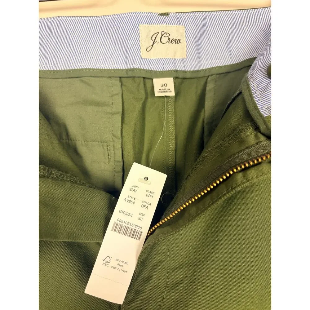 NWT J.Crew Slim Boyfriend Chino Pants Olive Green Size 30 AV254